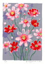 コスモス 絵画 秋桜 花 シルクスクリーン 版画 菅原靖 「コスモス(秋桜)」 額付き 国内送料無料