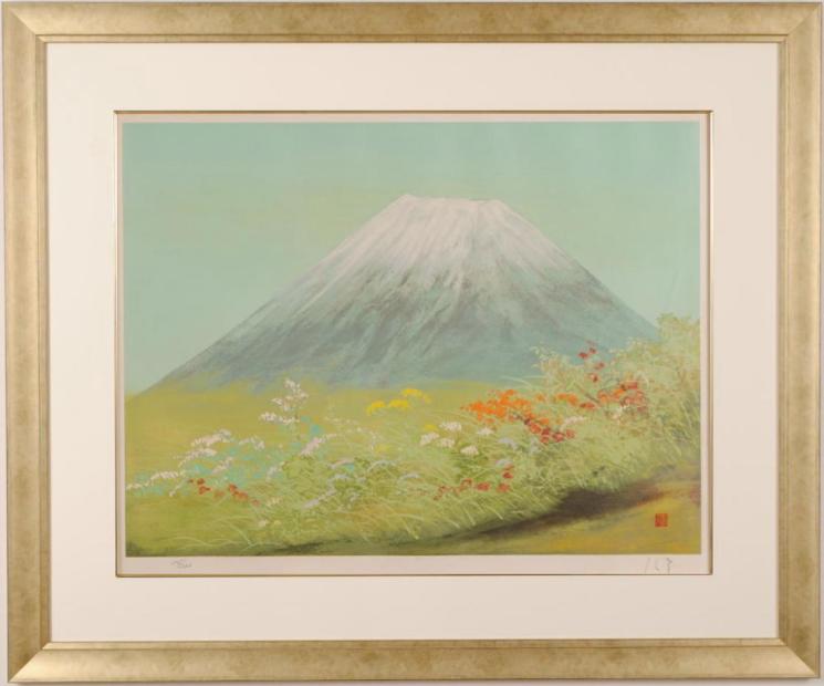 岡信孝 秋野富士 富士山 絵画 風景画 和風 日本画家 リトグラフ 版画 インテリア プレゼント コレクション 新築祝い 開店祝い 新品額付き 国内送料無料