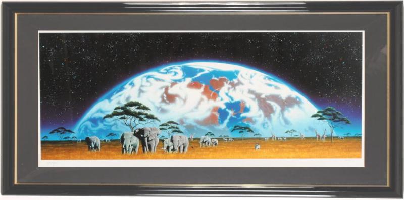 シム・シメールがジークレーの版画で制作したインテリアの絵画「アフリカ・ライジング・2」は、シム・シメールの代表作と言われている有名なインテリアの絵画です。