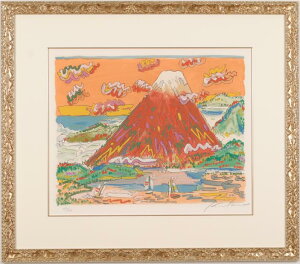 絹谷幸二 富士 赤富士 絵画 富士山 絵画 風景画 インテリア リトグラフ 版画 プレゼント コレクション 新築祝い 開店祝い 新品額付き 国内送料無料 ■