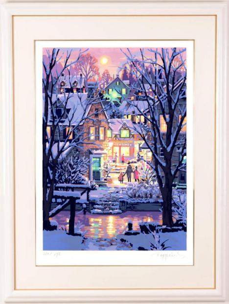 笹倉鉄平 ニューイングランドの冬 アメリカ 風景画 冬景色 絵画 シルクスクリーン 版画 インテリア プ..