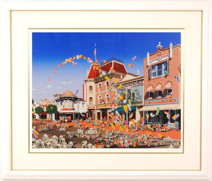 ヒロ・ヤマガタ 101匹わんちゃん インテリア 絵画 ディズニー 絵 ミッキーマウス ミニーマウス ドナルドダック シルクスクリーン 版画 新品額付き 国内送料無料 ■