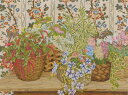花 絵画 静物画 シルクスクリーン 版画 ジョン・ポーウェル 「ウィッカー・バスケット」 額付き 国内送料無料