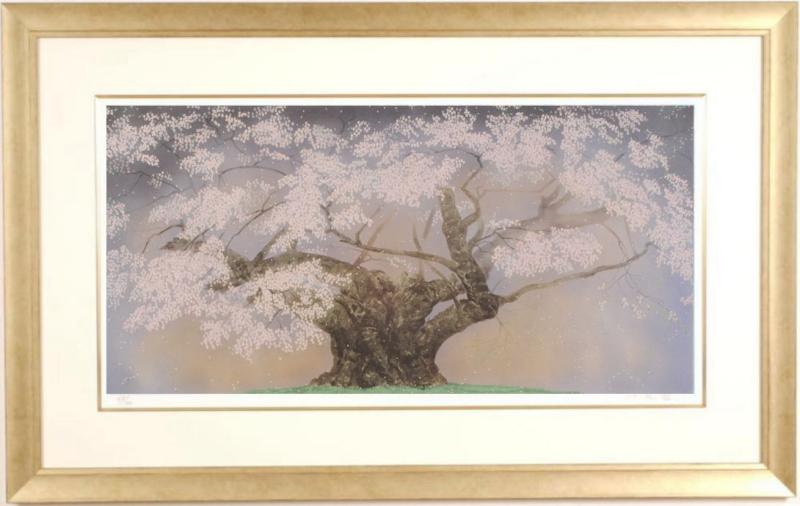 中島千波 樹霊淡墨桜 桜 絵画 和風 岐阜県本巣市根尾 日本画家 インテリア リトグラフ 版画 コレクション プレゼント 新築祝い 開店祝い 新品額付き 国内送料無料 ■