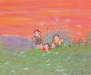開田風童 絵画 童画 ジークレー 版画 「風の中で」 額付き 国内送料無料