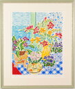 キャシー・ホワイティング 窓辺の花 花 絵画 インテリア プレゼント コレクション 新築祝い 開店祝い シルクスクリーン 版画 額付き 国内送料無料