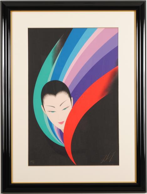 鶴田一郎 ジャパンレインボー 美人画 絵画 インテリア リトグラフ 版画 プレゼント コレクション 新築祝い 開店祝い 新品額付き 国内送料無料 ■