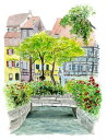【作家名】池崎一郎【作品名】コルマール フランス 絵画 風景画 版画 ジークレー 額付き 国内送料無料