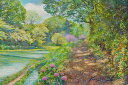 神奈川県横浜市 絵画 風景画 桜 アザミ パステル画 石井清 「寺家ふるさと村の春」 額付き 国内送料無料