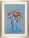 花 絵画 マーガレット カスミソウ 静物画 インテリア コレクション プレゼント パステル画 石井清 「桔梗とペチュニア」 額付き 全国送料無料