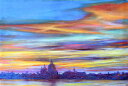 ヴェネツィア 絵画 風景画 イタリア ジークレー 版画 石井清 「ヴェニスの夕景・G」 額付き 国内送料無料