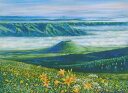 【作家名】石井清 【作品名】ユウスゲの咲く米塚・G 阿蘇 風景画 絵画 熊本 米塚 ユウスゲの花 ジークレー 版画 額付き 国内送料無料