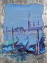 ベネチア 風景画 絵画 イタリア アクリル画 ネイト・ジョルジオ 「ブルー・ベニス」 額付き　国内送料無料