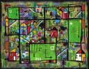 【作家名】若松愛子【作品名】春寒の町 抽象画 絵画 現代アート モダンアート 水彩画 額付き 国内送料無料