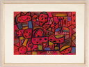 秋永清二 みんな笑顔 抽象画 絵画 インテリア ミクストメディア 一点物 プレゼント コレクション 新築祝い 開店祝い 新品額付き 国内送料無料 ■