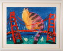 マイケル・ルー Fuzzy on GG Bridge ポップアート 絵画 猫 絵 インテリア シルクスクリーン 版画 プレゼント コレクション 新築祝い 開店祝...