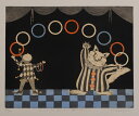 【作家名】朝日みお【作品名】ねこサーカス・11 猫 絵画 銅版画 エッチング アクアチント 額付き 国内送料無料