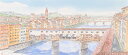 【作家名】内藤謙一　【作品名】ヴェッキオ橋　イタリア　風景画　絵画　フィレンツェ　水彩画　額付き　インテリア　送料無料