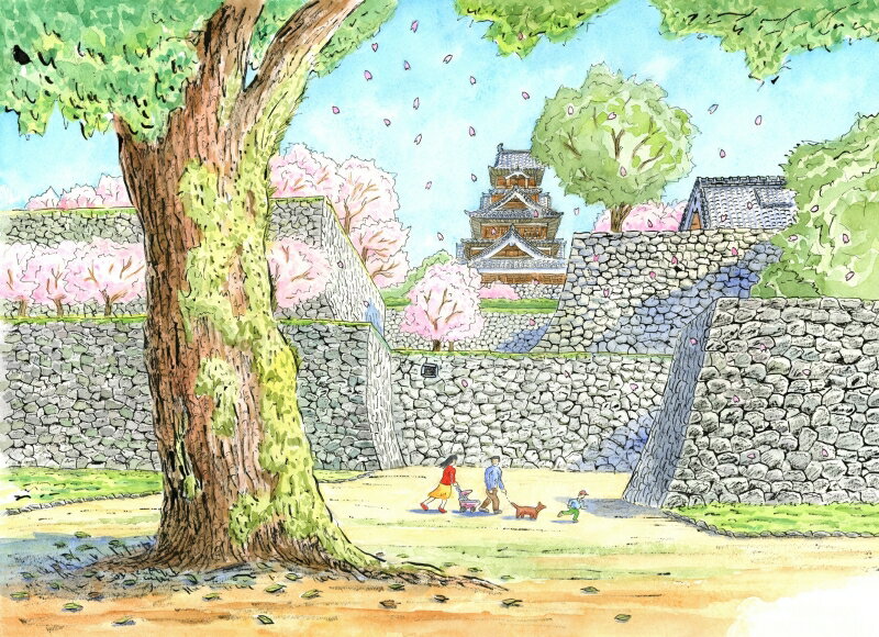 熊本城 絵画 風景画 水彩画 絵 ジークレー 版画 インテリア プレゼント 新築祝い 開店祝い内藤謙一 「熊本城・竹の丸・G」 額付き 国内送料無料