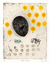 象 絵画 抽象画 銅版画 エッチング オバタクミ 「物静かな散歩」 額付き 国内送料無料