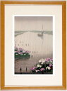 宮本秋風 菖蒲雨 花 絵画 花菖蒲 和風 風景画 インテリア 木版画 プレゼント コレクション 新築祝い 開店祝い 新品額付き 国内送料無料 ■
