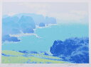 【作家名】池上壮豊 【作品名】晴れた日 海 絵画 風景画 漁村 シルクスクリーン 版画 額付き 国内送料無料