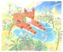 ナイーフアート 絵画 水彩画 田原健二 「ミステリアスなオアシスホテル」 額付き 国内送料無料