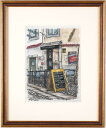 高橋文平 路地のカフェ ポルトガル 絵画 リスボン 風景画 水彩画 インテリア プレゼント コレクション 新築祝い 開店祝い 新品額付き 国内送料無料 ■