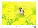 【作家名】田村仁美【作品名】のどか 菜の花 絵画 花 雀 和風 ジークレー 版画 額付き 国内送料無料