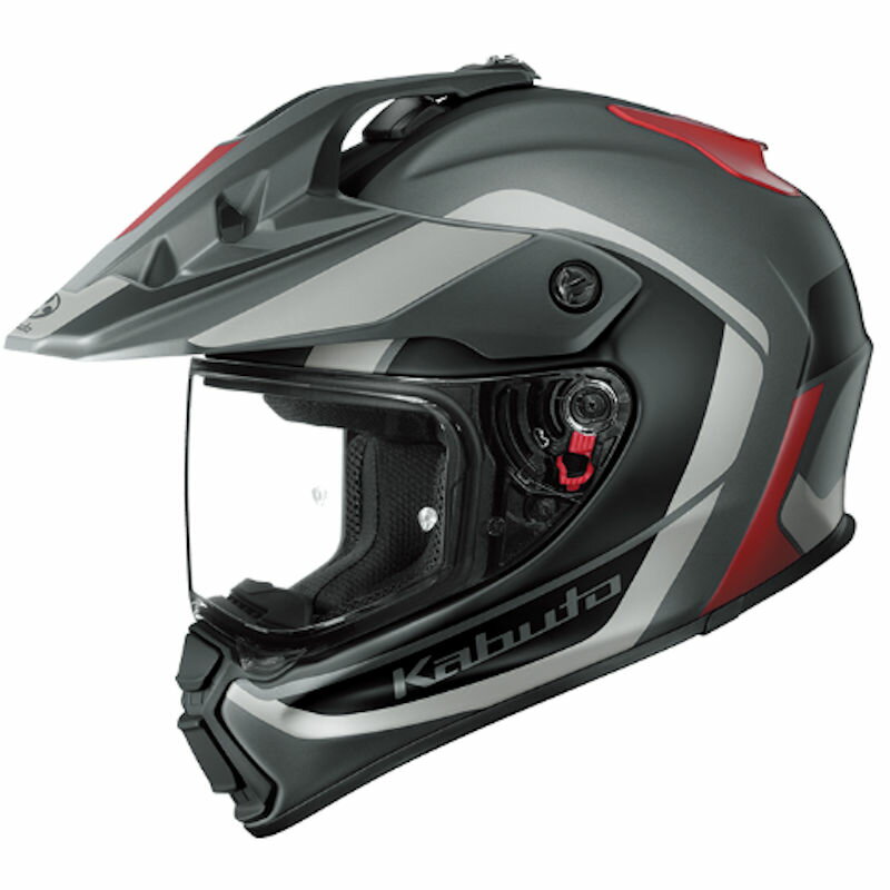 OGKカブト ジオシス ブロック GEOSYS BLOCK デュアルパーパスモデル フラットガンメタレッド XS S M L XLサイズ バイザー付きヘルメット