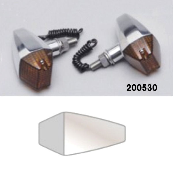 適合車種：ハーレー　 車検対応品　 12V23Wオレンジバルブ付き（オレンジレンズを除く） 品番200530 M10 オレンジレンズ 品番200531 M10 クリアレンズ 品番200532 M10 スモークレンズ 品番200520 M8 オレンジレンズ 品番200521 M8 クリアレンズ 品番200522 M8 スモークレンズ 特長：ウインカー取付けボルトやワッシャ等ステンレス素材を採用。 左右、別体式ボディ（水抜き穴があるため左右非対称） 材質はアルミ鋳造 バフ仕上げ