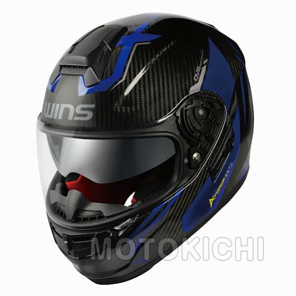 【入荷待ち】WINS A-FORCE RS FLASH フラッシュ アルマイトブルー Lサイズ グラフィックモデル インナーシード付き カーボン フルフェイスヘルメット