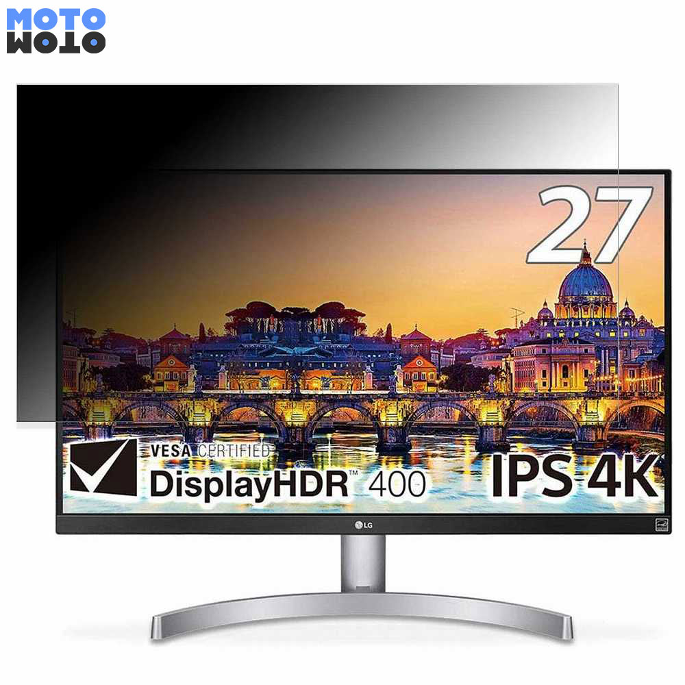 LG 27UL600-W 向けの 27インチ 16:9 覗き見防止 プライバシーフィルター ブルーライトカット 保護フィルム アンチグレア タブ・粘着シール式