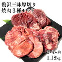 焼肉 焼肉セット 福袋 ギフト 焼き肉 バーベキュー 牛タン ハラミ カルビ 牛はらみ バーベキューセット 母の日 お取り寄せグルメ BBQ 3～4人前 冷凍食品 贅沢三昧厚切り焼肉3種セット