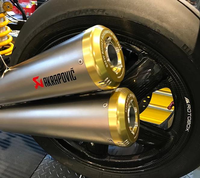 BMW RnineT 14- マフラー エンドキャップ ゴールド Dkdesign