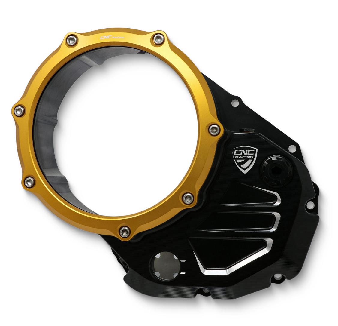 DUCATI スクランブラー （SCRAMBLER） クリアクラッチカバー ブラック/ゴールド CNC Racing