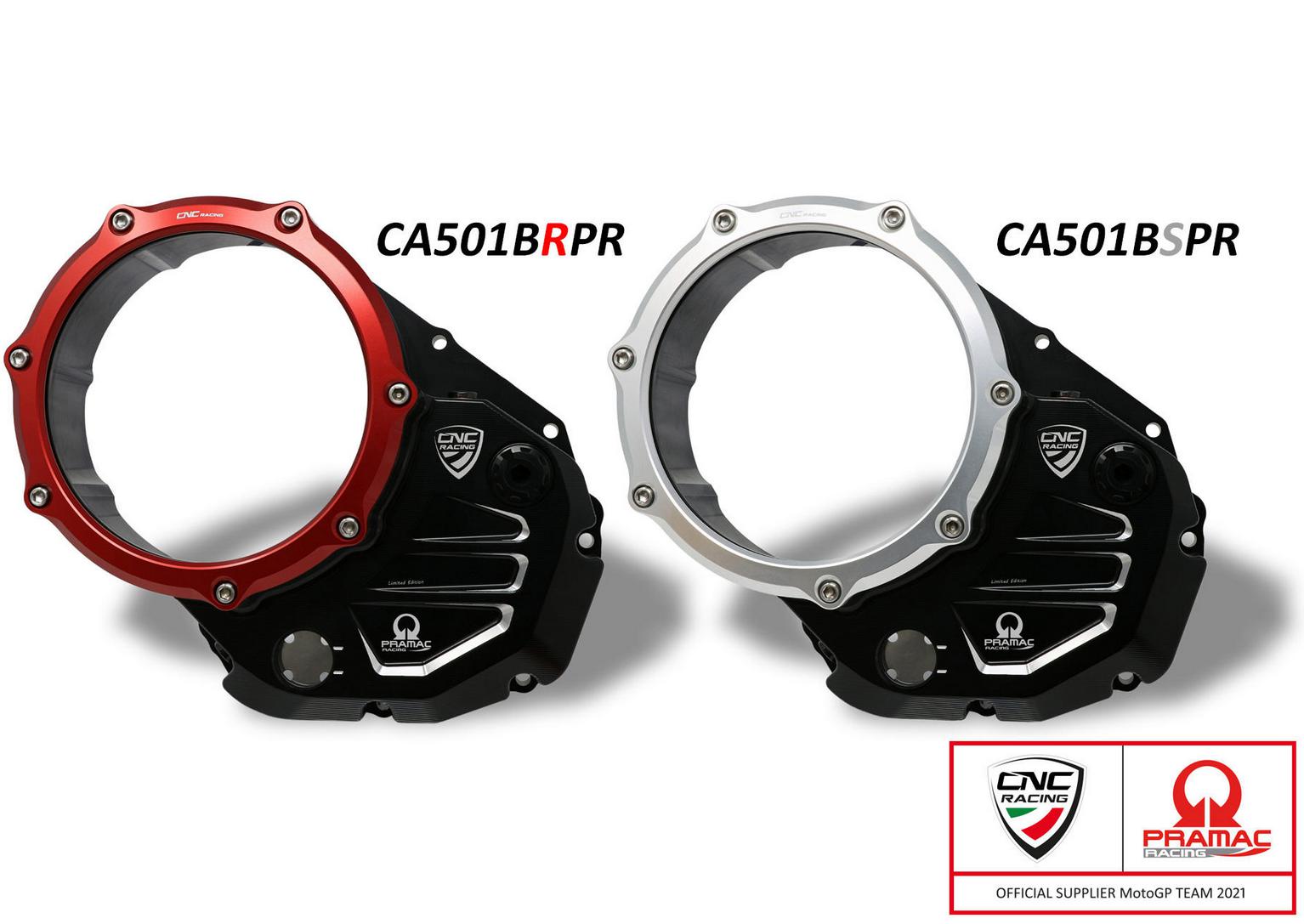 DUCATI スクランブラー （SCRAMBLER） クリアクラッチカバー ブラック /レッド プラマックエディション CNC Racing