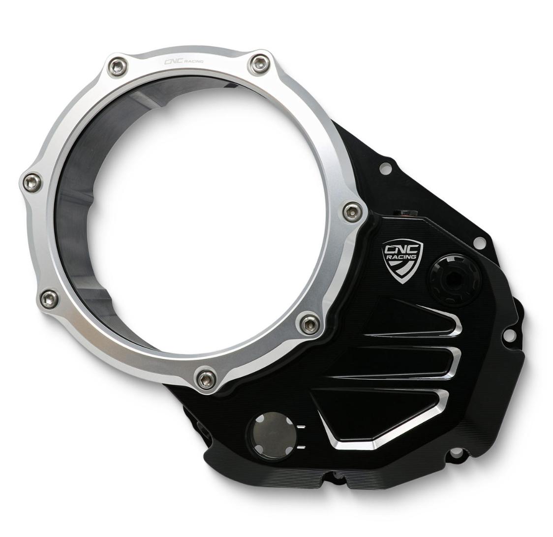 DUCATI スクランブラー （SCRAMBLER） クリアクラッチカバー ブラック/シルバー CNC Racing