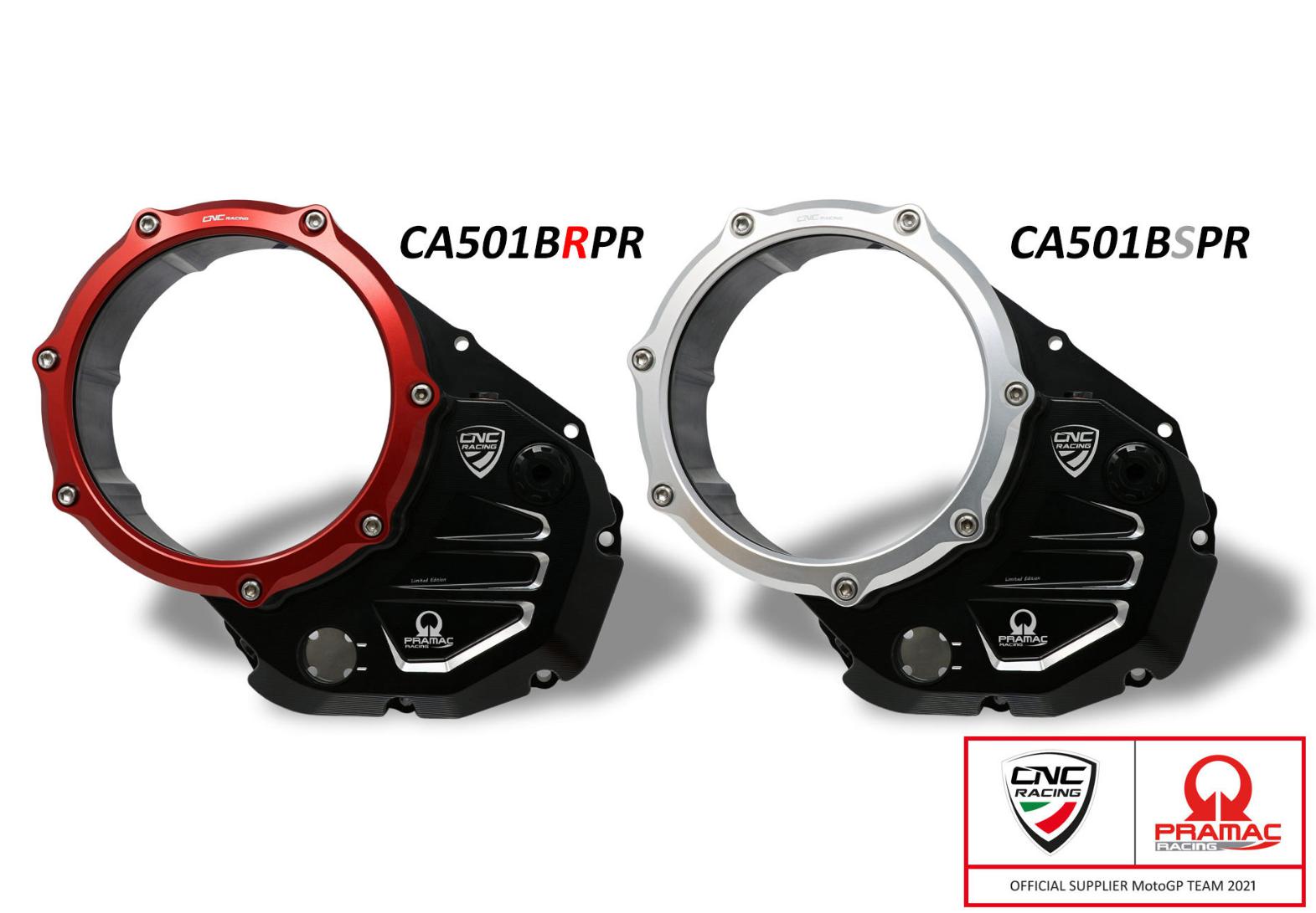 DUCATI スクランブラー （SCRAMBLER） クリアクラッチカバー ブラック /シルバー プラマックエディション CNC Racing