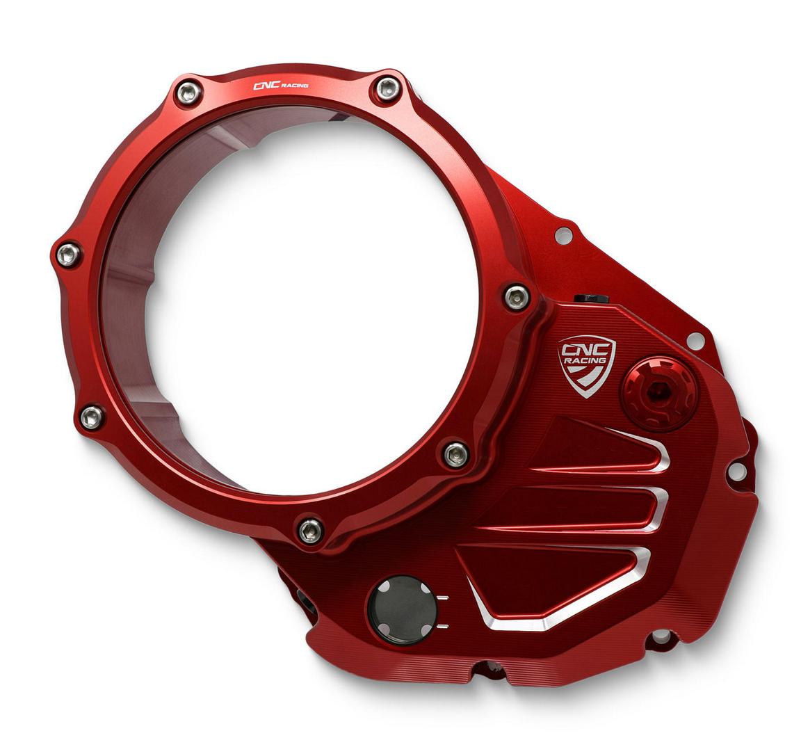 DUCATI スクランブラー （SCRAMBLER） クリアクラッチカバー レッド CNC Racing