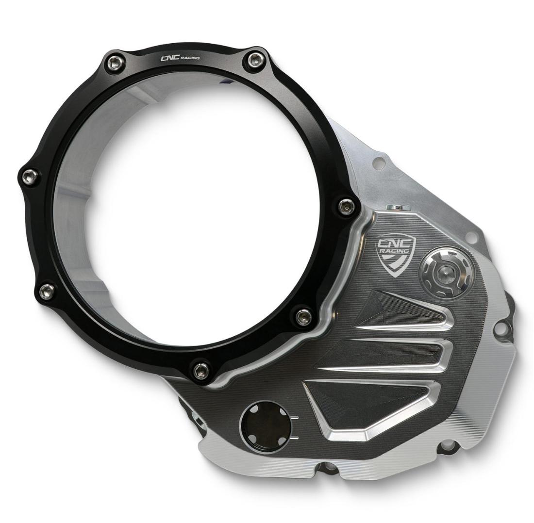 DUCATI スクランブラー （SCRAMBLER） クリアクラッチカバー シルバー/ブラック CNC Racing