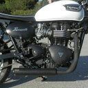 トライアンフ 空冷ボンネビル Cross ステンレス2in1 フルエキゾーストマフラー マットブラック MASS Exhaust(2)
