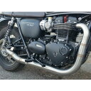 トライアンフ ボンネビルT100/T120 ステンレス 2in2 Hot Rod フルエキゾーストマフラー サテン MASS Exhaust(2)