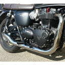 トライアンフ ボンネビルT100/T120 ステンレス 2in2 Hot Rod フルエキゾーストマフラー ポリッシュ(レーシング) MASS Exhaust(2)