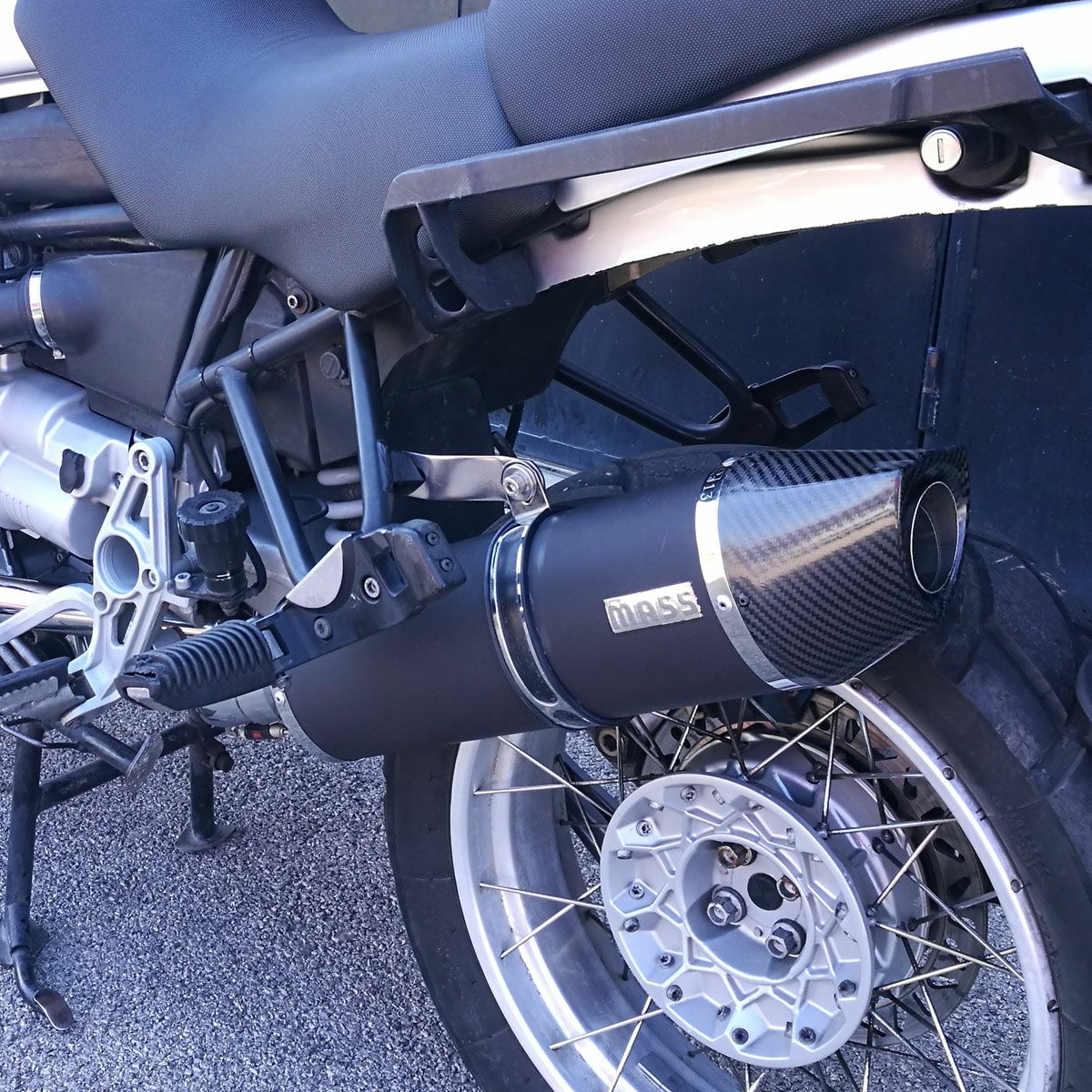 BMW R1150GS オーバルステンレスマフラー(マットブラック)+ステンレス触媒デリートキット MASS Exhaust