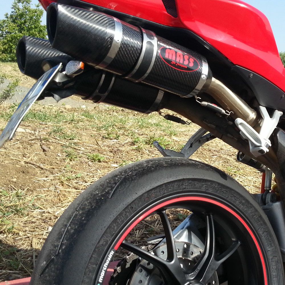 ドゥカティ 848/1098/1198 オーバルカーボン スリップオンマフラー カーボンチップ MASS Exhaust