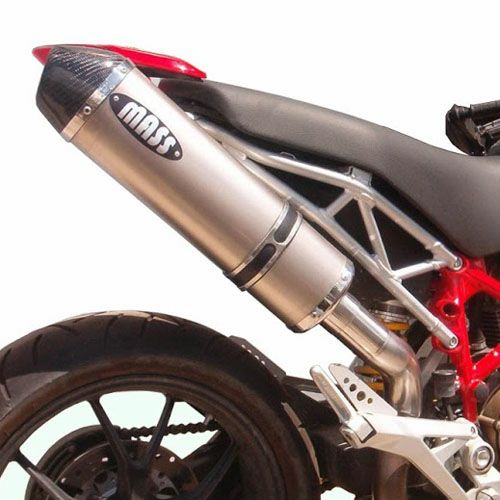 ドゥカティ ハイパーモタード1100 オーバルチタン スリップオンマフラー カーボンチップ MASS Exhaust