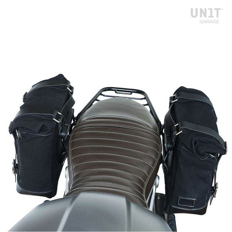 BMW RnineT シリーズ サイドバッグ ワックススウェード製 22L-30L + シンメトリカル ダブルサブフレーム 左右セット UNIT GARAGE（ユニットガレージ）