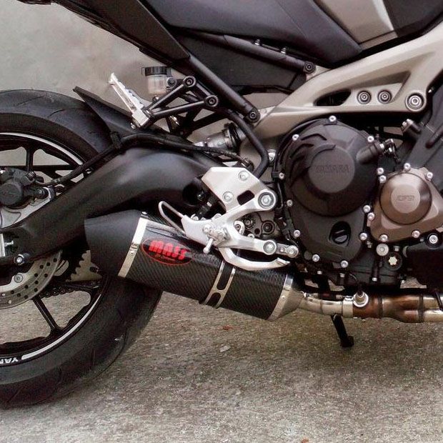MT-09 オーバルカーボン スリップオンマフラー カーボンチップ MASS Exhaust
