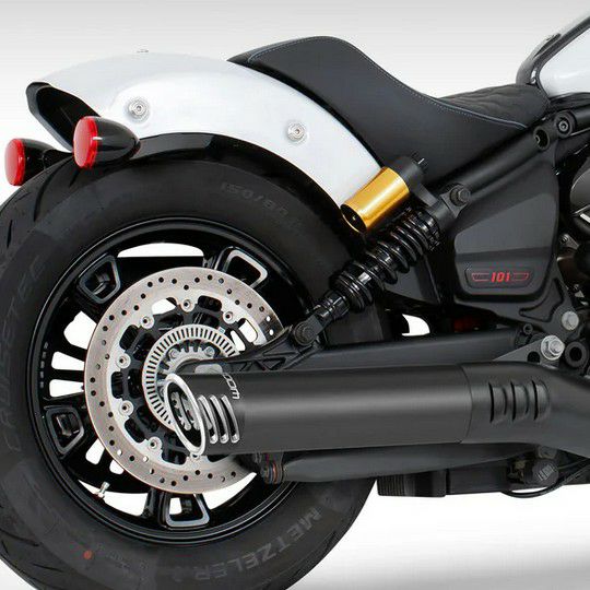 インディアン スカウト 25- スリップオンマフラー 4インチ径 ブラック レーシングエンドキャップ フリーダムパフォーマンス